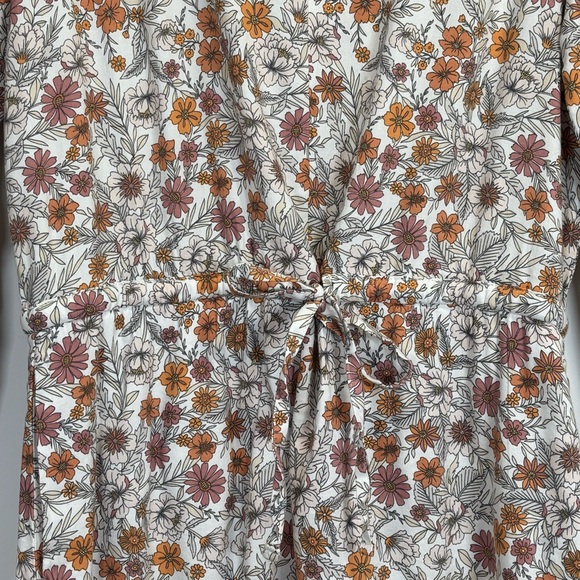 Denver Hayes Autum Floral Tie Waist Elastic Long Sleeves Size M Pockets Boho - Picture 4 of 15